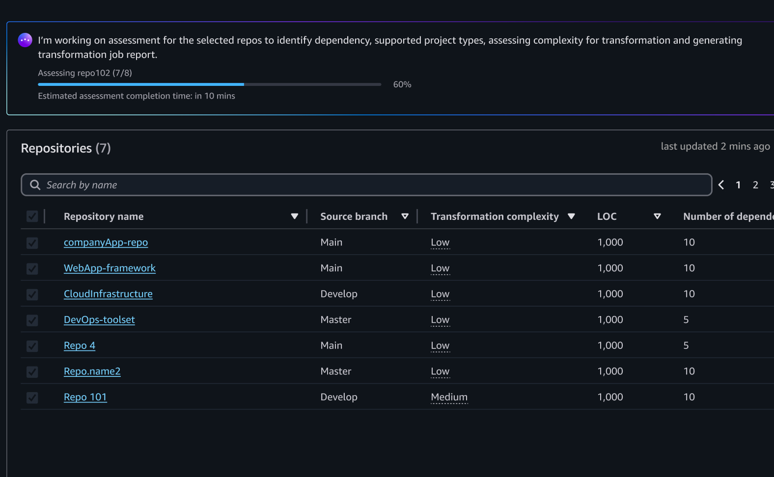 In-progress assessment view