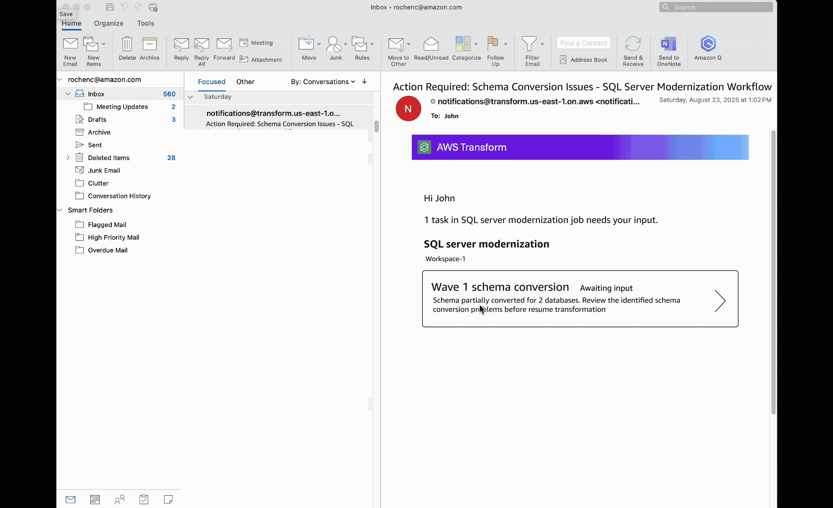Contextual alert for transformation results