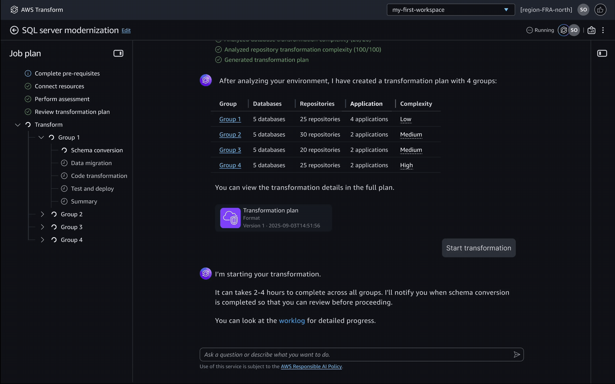Monitor progress directly in job view