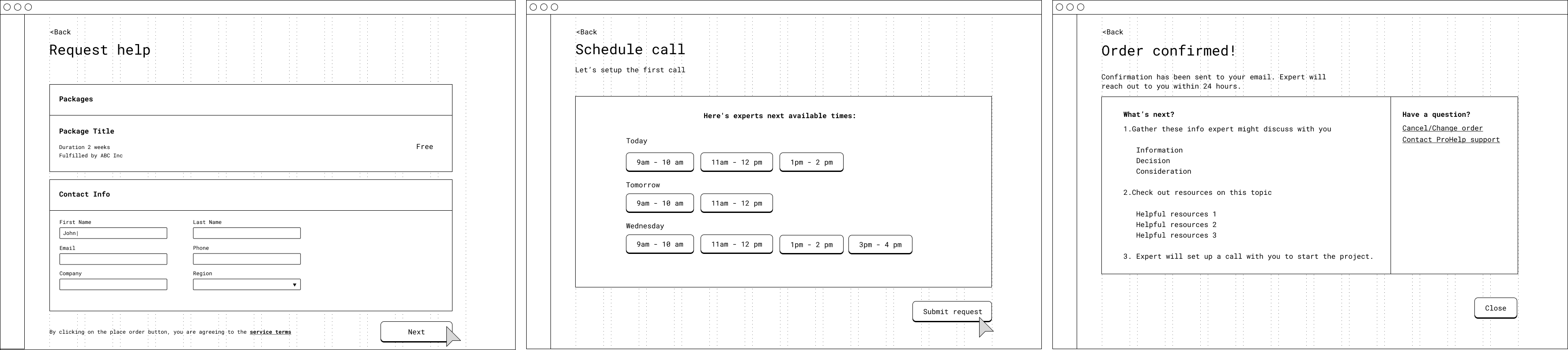 Request flow wireframe